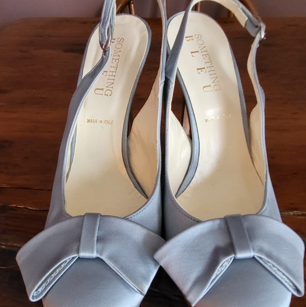 BHLDN Something Bleu satin bow  wedding shoe
